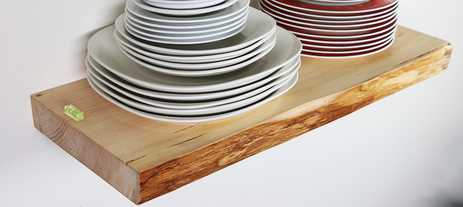 Live Edge Pine Wood | 300 LBS Capacity Floating Shelf