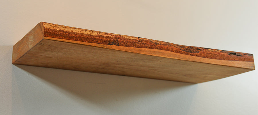 Full Wood Alder Floating Shelf - Live Edge - Danish Oil Finish