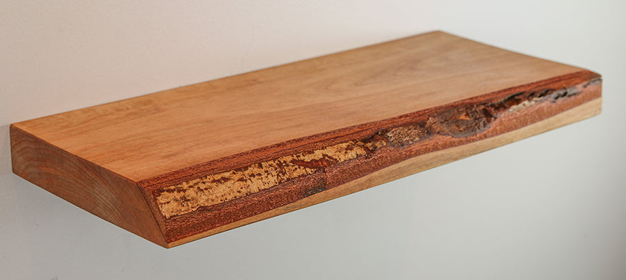 Full Wood Alder Floating Shelf - Live Edge - Danish Oil Finish